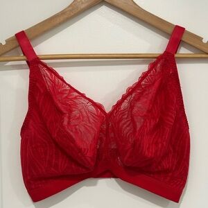Curvy Kate Lace Daze Non Wired Bralette Red Lace Bra US 32 K/L